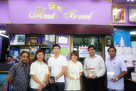 During the most recent sales promotion trip to Pattaya, representatives of Air Madagascar, Air New Zealand and Cebu Pacific Air paid a courtesy visit to Massic Travel, the Eastern Seaboard’s friendliest travel agents, to update them on the new promotions and services offered by their respective airlines. On hand to welcome them were Marlowe Malhotra and his family of ticketing experts. (L to R) Marlowe Malhotra, Managing Director of Massic Travel Co., Ltd., Walapa Asanprakit, Sales Manager of Air Madagascar, Pijitra Sriboonnark, Sales Executive of Air Madagascar, Sanhakot Vithayaporn, Sales Manager of Air New Zealand and Cebu Pacific Air, Suwanthep Malhotra, Deputy Managing Director of Pattaya Mail Media Group and Vikrom Malhotra, Manager of Massic Travel.