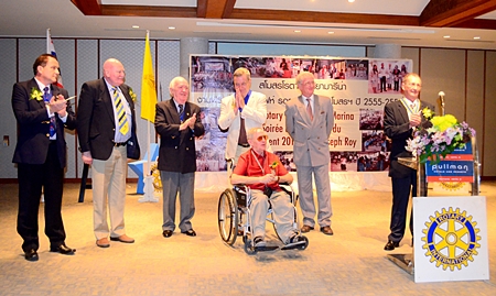 President Roy Joseph (right) introduces his board of directors for 2012-13. (l-r) Dr Olivier Meyer, Daniel Dandoy, Pierre Yves Eraud, Yves Echement, François Lecomte and Gerard Porcon.