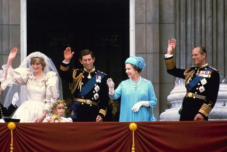 In this July 29, 1981 file photo, Prince Charles and his bride Diana, Princess of Wales, and his parents, Queen Elizabeth II and Prince Phillip, wave from the balcony of Buckingham Palace in London after their marriage at St. Paul’s Cathedral. (AP Photo, File)