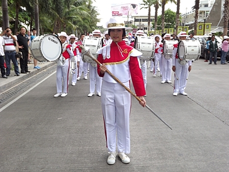 Pattaya School No. 3’s Marching Band leads the parade from Soi 6.