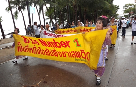 To Be Number students parade against drugs.