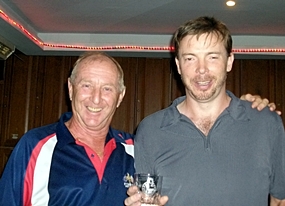 Sunday’s medal winner Adam Oyston, right, with Colin Davis. 