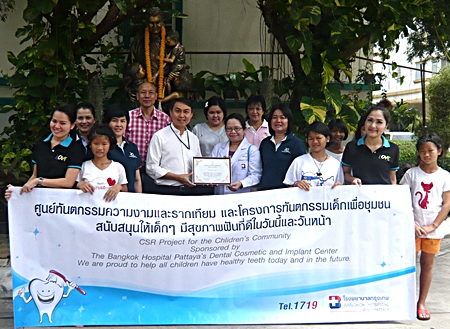 As part of their continuing CSR project for children in the community, dentists from the Bangkok Hospital Pattaya set up a mobile dental clinic at the Father Ray Foundation recently where children were given dental check-ups and treatment.