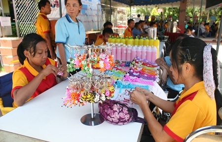 Booths were set up to sell products hand-made by the disabled people at the foundation.
