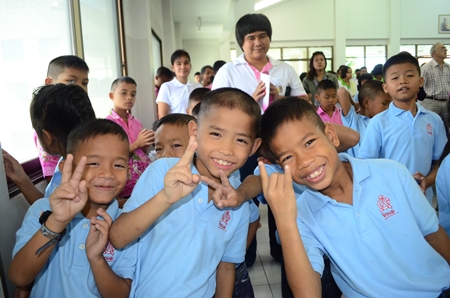 Children at the school certainly enjoy the attention. 