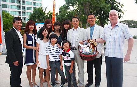 Singapore-Thai Chamber of Commerce committee congratulates Helmut Buchberger (right) on the 12th Anniversary of ABC Asia Business in Thailand.