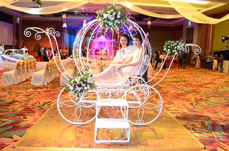 This carriage won’t turn into a pumpkin at midnight, as it is one of the elaborate props available for a special wedding package.