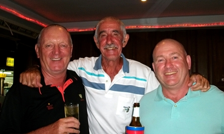 Sunday winners Bob Newell and Ian Halfpenny flank Jimmy, the club captain. 