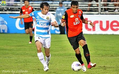 Pattaya United in action against Chaingrai United at the Nongprue Stadium in Pattaya, Saturday, July 28. (Photo/Pattaya United) 