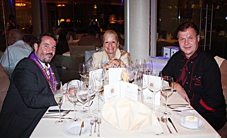 (L to R) Felix and Simose Riva chat with Fredi Schaub, chef and owner of Bruno’s Restaurant & Wine Bar.