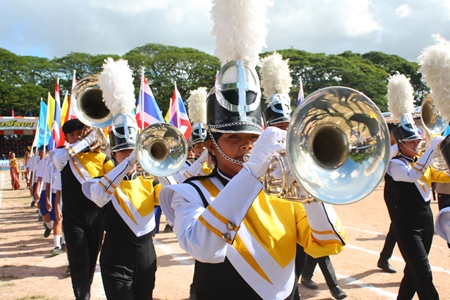 Pattaya School No. 11 marching band performs in the opening parade.