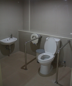 The new restrooms have facilities to accommodate the disabled.