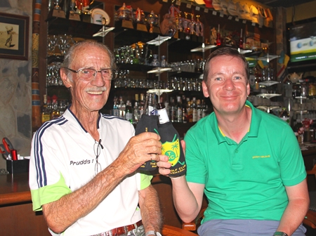 Friday’s top two, Brian Prudden and Steven Holland share a beer.