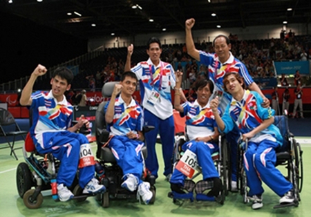 Thailand’s victorious gold medal winning 4-man boccia team. 