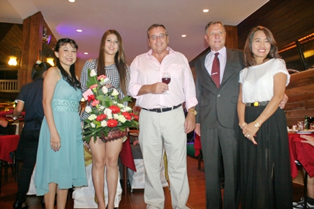 The Pedersens, Sudasawan, Natasha and Kurt (2nd right) congratulate Ib (center) and Kannikar (right)