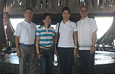 Andre Brulhart (right), General Manager of Centara Grand Mirage Beach Resort, Pattaya gives a warm welcome to Sawitree Damapong, president of Women Police Association, Supatra Chirathivat (2nd left), Centara’ Sr. Vice President - Corporate Affairs & Social Responsibilities and Dr. Possawat Kanoknark.