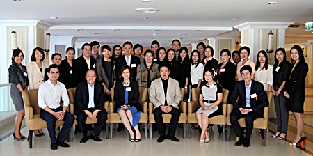 Pattaya hoteliers and members of the Thai Hotels Association-Eastern Chapter attended the ‘Pattaya Hotels Sales and Marketing Strategies Workshop’ held on at Dusit Thani Pattaya recently. Guest speakers included Victor Sukseree (seated 3rd right), GM of Dusit Thani Hua Hin and Chatchawal Supachayanont (seated 2nd left), GM of Dusit Thani Pattaya. Both spoke on the topic, ‘Product Price Positioning of Hotels’ while Chatchai Pongprapat of Marriott Thailand discussed ‘Revenue Management for Sales and Marketing’. The workshop also gave the hoteliers the opportunity to participate in market intelligence group discussion where they shared market information on tourists and visitors from Asia, Russia, and Europe as well as clients coming to Pattaya for MICE business.
