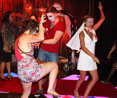 Elena (right), winner of the Zulu Bar costume contest dances alongside Jimmy Clarkson, 2nd runner up.