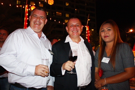 (L to R) Joe Cox, Managing Director of Defence International Security Services, Garry Irvin, Manarco Recruitment Ltd and Jutharat Champawong.