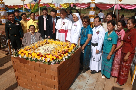 Officials gather for the foundation stone ceremony for the Nong Khai Redemptorist Vocational School. 