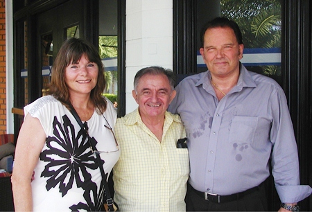 John & wife Katerina pose for a photo after the talk with friend & PCEC board member Lawrie. 