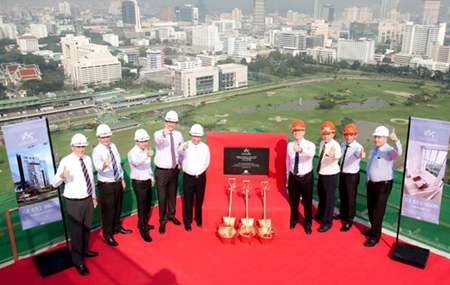 Raimon Land directors pose for a group photo during the topping out ceremony for 185 Rajadamri. 