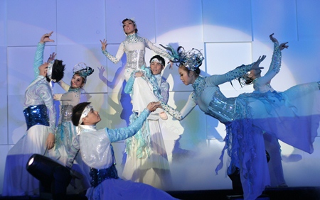 Dancers perform during the “Into the Big Blue” party night at Centara Grand Mirage Beach Resort. 