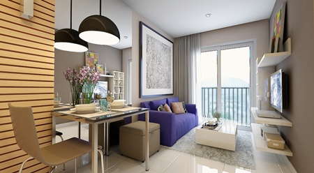 Unit sizes range from 28.6 - 68.3sqm and start from 990,000 baht.