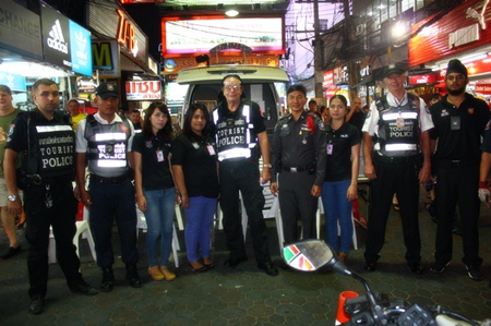 Tourist police and volunteers are out in full force to assist tourists along Walking Street.