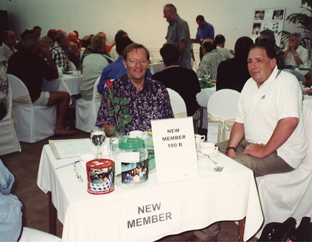 Max and Pete Watson man the membership table in this photo from the early years of the now 11 year old club, with membership then costing 100 baht.