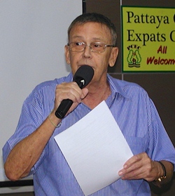 Member David Meador queries the interest of members in a tour of some industrial and production sites in Laem Chabang.