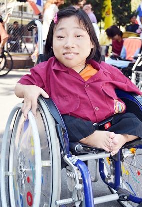 One of the lucky recipients of a new wheelchair.