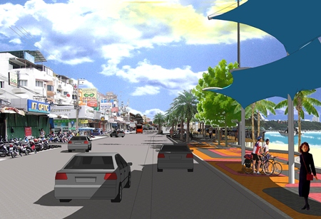 An artist’s impression of what Pattaya Beach Road will look like after completion of the expansion and beautification project.