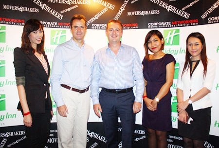 (L to R) Weeraya Sakolchai, Amari Orchid Pattaya sales manager, Richard Margo, Amari Orchid Pattaya residence manager, Garth Solly, GM of Holiday Inn Pattaya; along with Amari assistant sales managers Sirikorn Chingduang and Pacharin Machima.