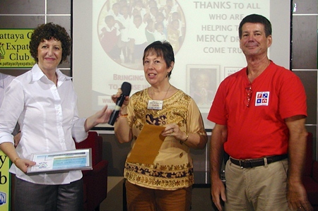 Club Treasurer Judith Edmonds presents Cesca with a Certificate of Appreciation for her and husband Kevin’s inspiring presentation on the fine work of the Mercy Centre.