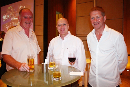 (L to R) Tom Dallyn from Huay Yai Villas, Rene Christensen Dokbua and Richard Bell, Managing Director of Cornerstone Management Co., Ltd. discuss the future of real estate in Pattaya.