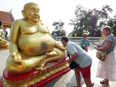 The statue looks bemused as more Russian tourists toss coins towards its belly, allegedly believing that if the coin enters its belly, their wish will come true.