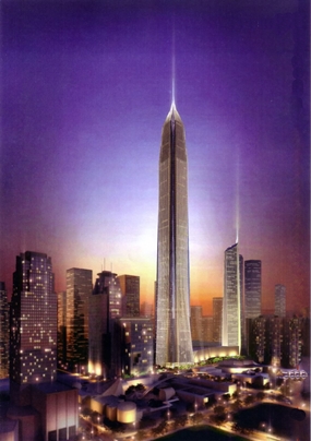 An artist’s rendering shows the Ping An International Finance Center in Shenzhen, China, which will top out at 648-meters when completed in 2015.