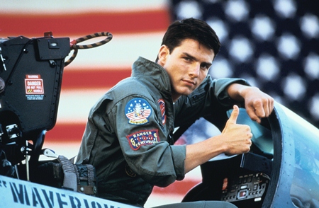 Tom Cruise in the role of Maverick in the 1986 movie “Top Gun.”