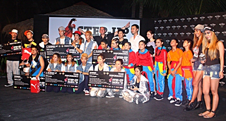 Top teams in the Step Up Dance competition pose with judges and sponsors at the Hard Rock Pattaya.