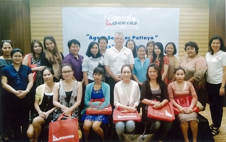 Qantas Airways - The spirit of Australia led by Bob Everest (standing centre), Manager for Thailand and Vietnam, organised a sales seminar for their travel agents at the Amari Orchid Pattaya recently. Agents were updated on the latest Qantas products and services, its networks, and fare-sheets. Bob also encouraged the agents to have closer ties with the airline for the benefit of all parties.