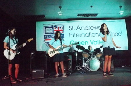 Garden International Girls Band performing their song.