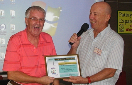 Following the ‘Inquisition’, MC Roy presented Tony with a Certificate of Appreciation.