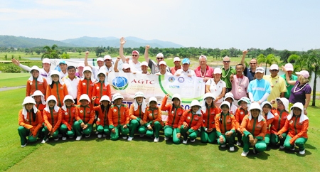 Golf tour operators and caddies pose for a photo during the recent familiarisation trip.