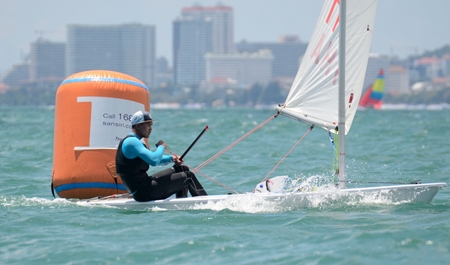 Keerati Bualong gave a sailing masterclass in the single-handed monohull dinghy event.