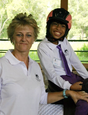 Sandra Cooper with one of her young riders