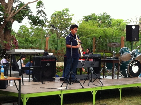 Gridj in Year 7 playing on his saxophone!