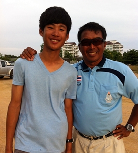 Chusitt Punjamala and coach LCdr Veerasit Puangnak at Kiel Week 2013.