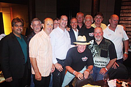 Famed guitarist Jimmy Page (center right) and Jesters Care for Kids Charity Chairman Lewis “Woody” Underwood (center left) can finally breathe a sigh of relief after another memorable Gala Party Night to wrap up this year’s charity drive.  The official totals are not yet in, but be assured hundreds of thousands of baht was raised at the event, due in no small part to Page’s influence.  