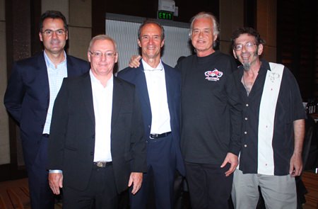 (L to R) Richard Margo, Niven Walters, Woody, Jimmy Page and JD.